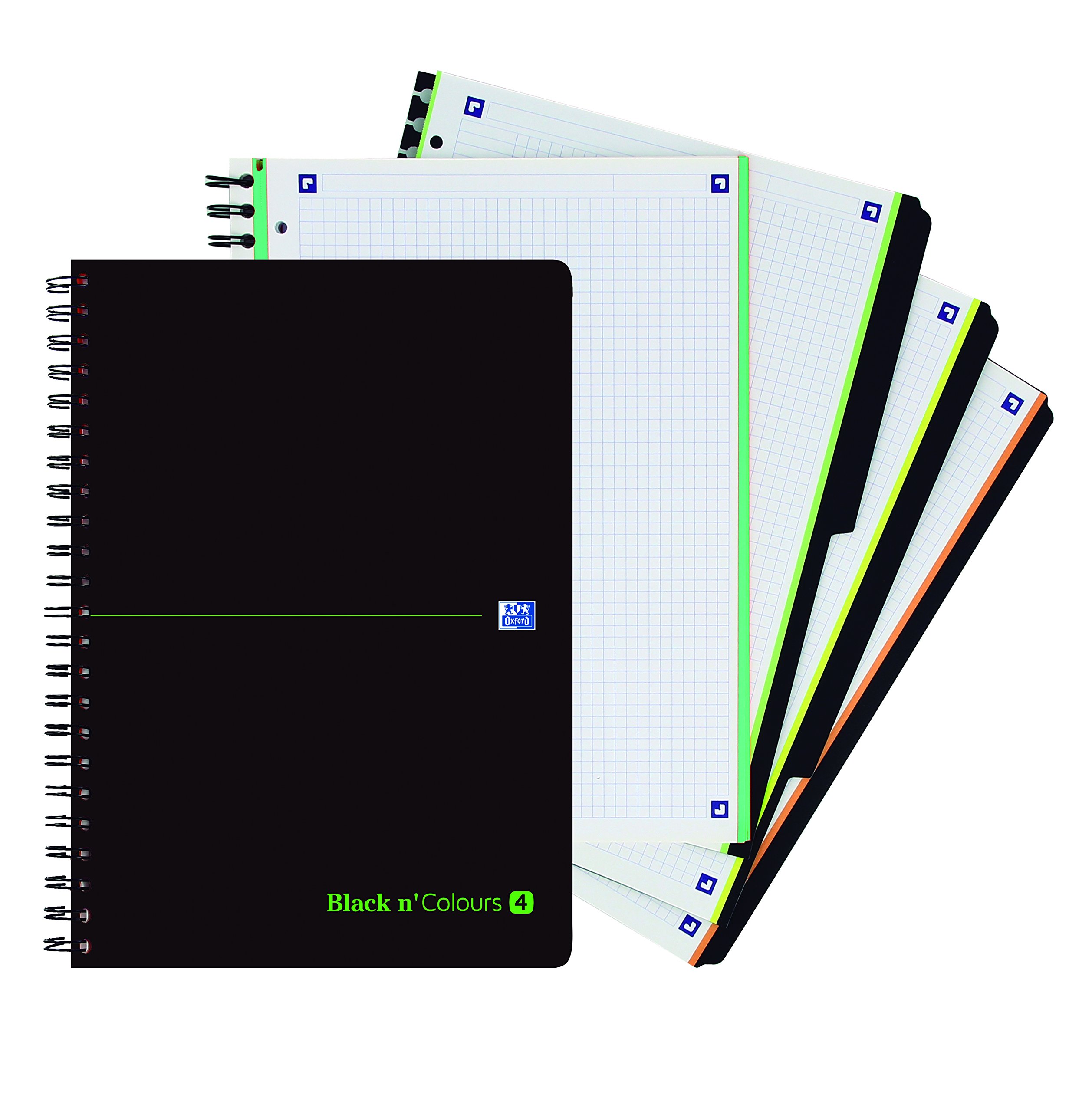 Lot De 2 Cahiers Oxford A4+ - Couverture Rigide, 5 Onglets, Quadrillage 5x5 - Idéal Études/Bureau