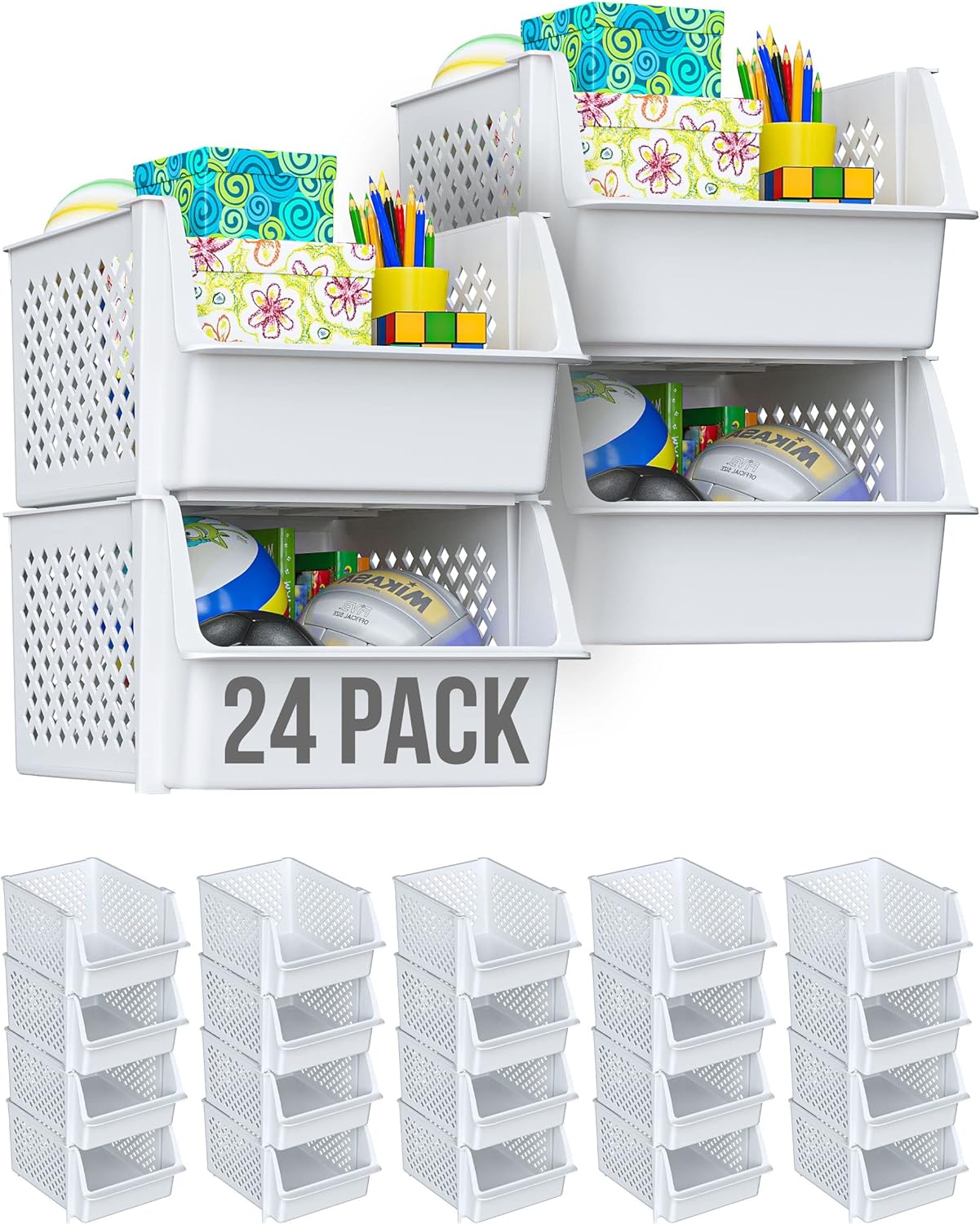 Skywin Plastic Stackable Storage Bins for Pantry