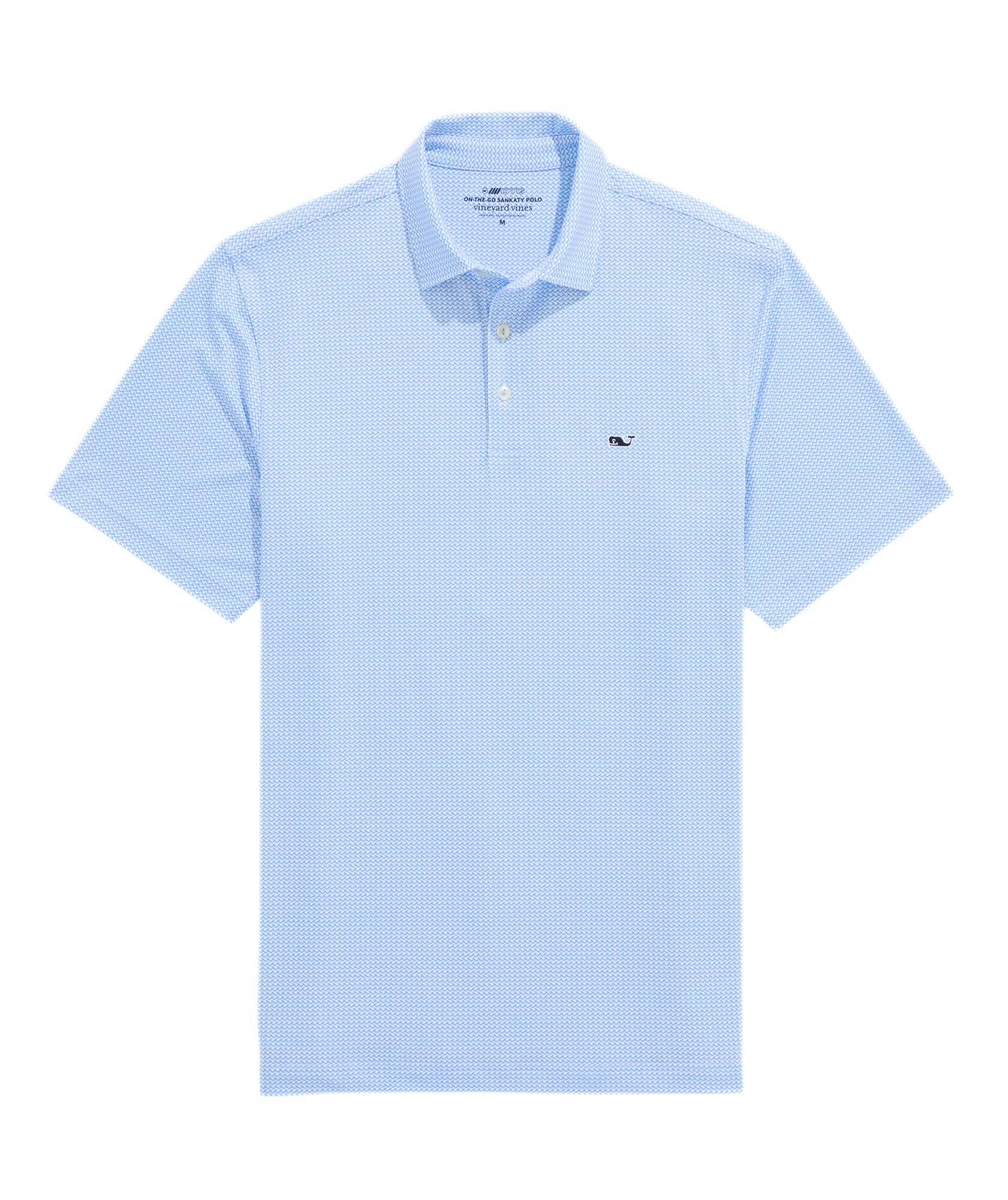Vineyard Vines Men's Printed Sankaty Performance Polo, Waves White/Ocean, XL