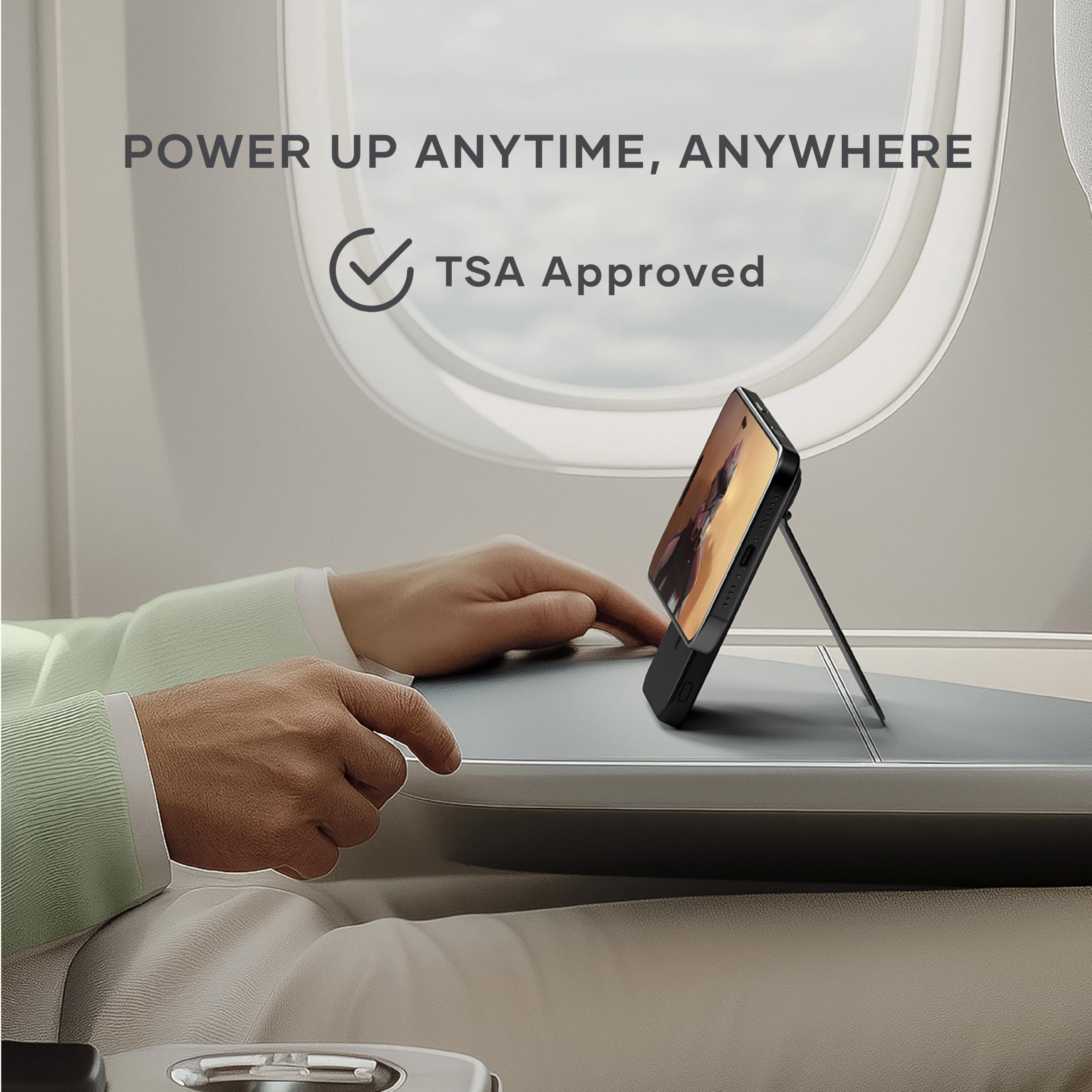 SATECHI powerbank Qi2 OntheGo™ 5 000 mAh z podstawką, czarny | Magnetyczne szybkie ładowanie 15 W, kompaktowa konstrukcja, do modeli iPhone’a 12–17 i zgodnych urządzeń z Androidem