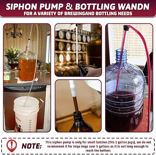 Miniatura 4 de LURKA Sifón automático para elaboración de vino, mini bomba de sifón de 14 pulgadas con tubo de 6 pies, varita de embotellado, abrazadera, esclusa