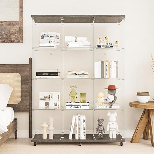 Miniatura 11 de Beauty4U - Vitrina de exhibición de una puerta con vidrio, gabinetes curio negros para sala de estar, dormitorio, oficina, exhibición de colección,