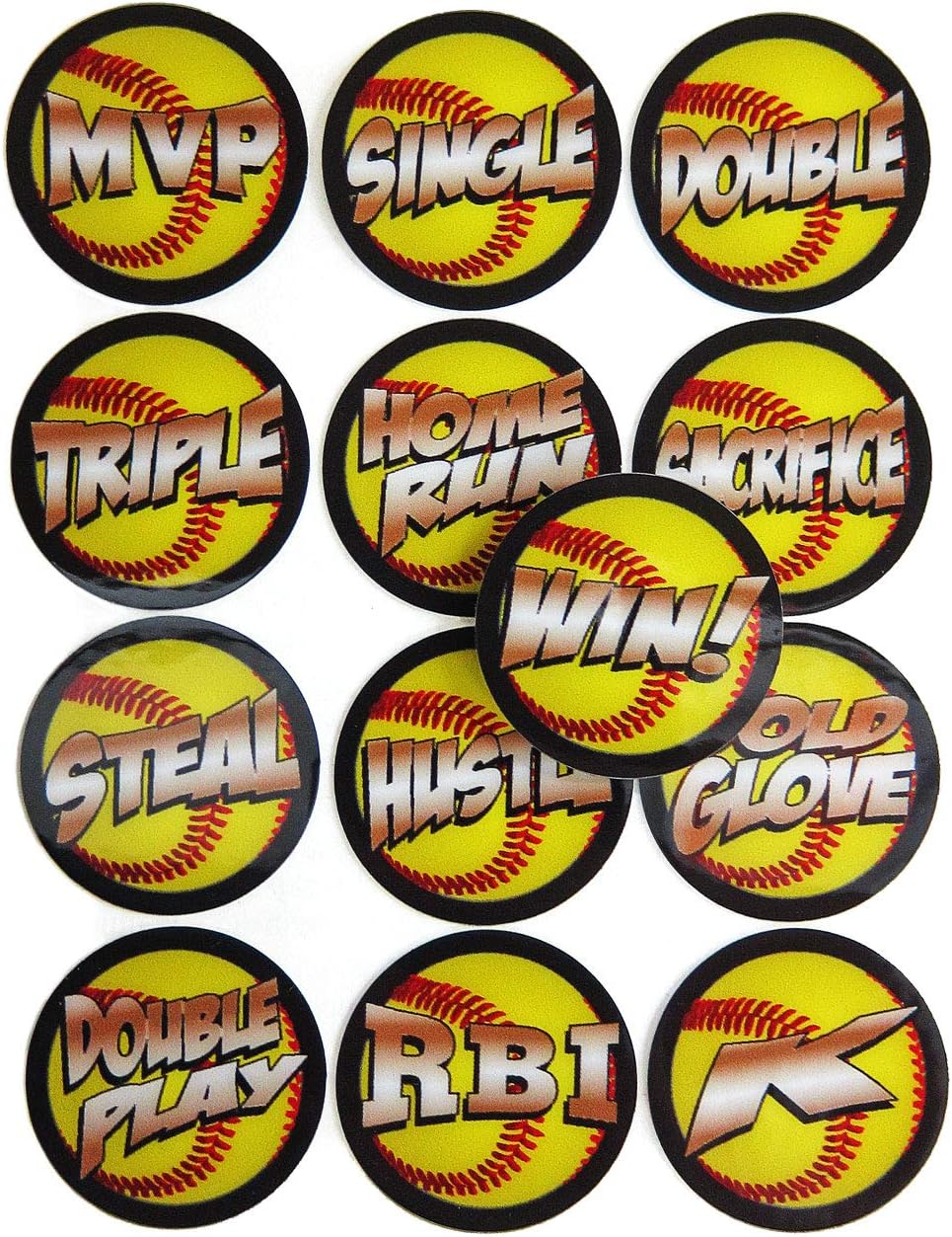 20 mil Softball Award Decal Set in Full Color (100 Stickers)
