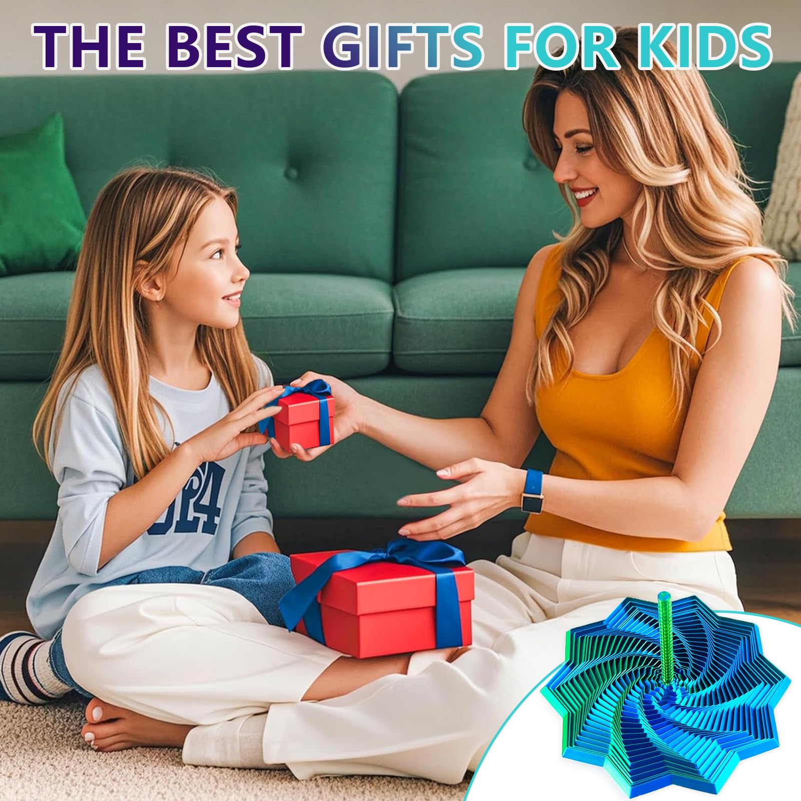 14,5 cm Fractal Fidget Hexagon 3D, antystresowe zabawki Fidget, zabawki antystresowe dla dorosłych i dzieci, gry sensoryczne autyzm, sześciokątna geometryczna zabawka sensoryczna (zielony)