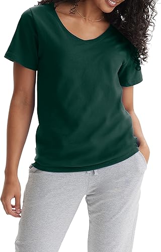 Hanes Women's Nano Premium Cotton V-Neck T-Shirt Pack