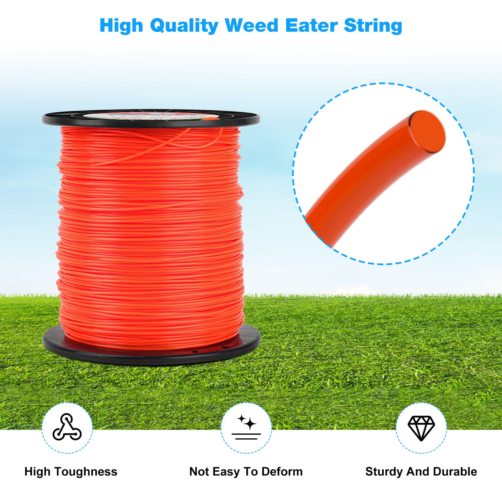 Línea de desbrozadora de cuerdas: 2.3 kg, 0.095, cuerda de 1427 pies, cuerda Echo Weed Eater para línea de recortadora de cuerdas Echo, cuerda inalámbrica Wacker de malas hierbas, la mayoría de