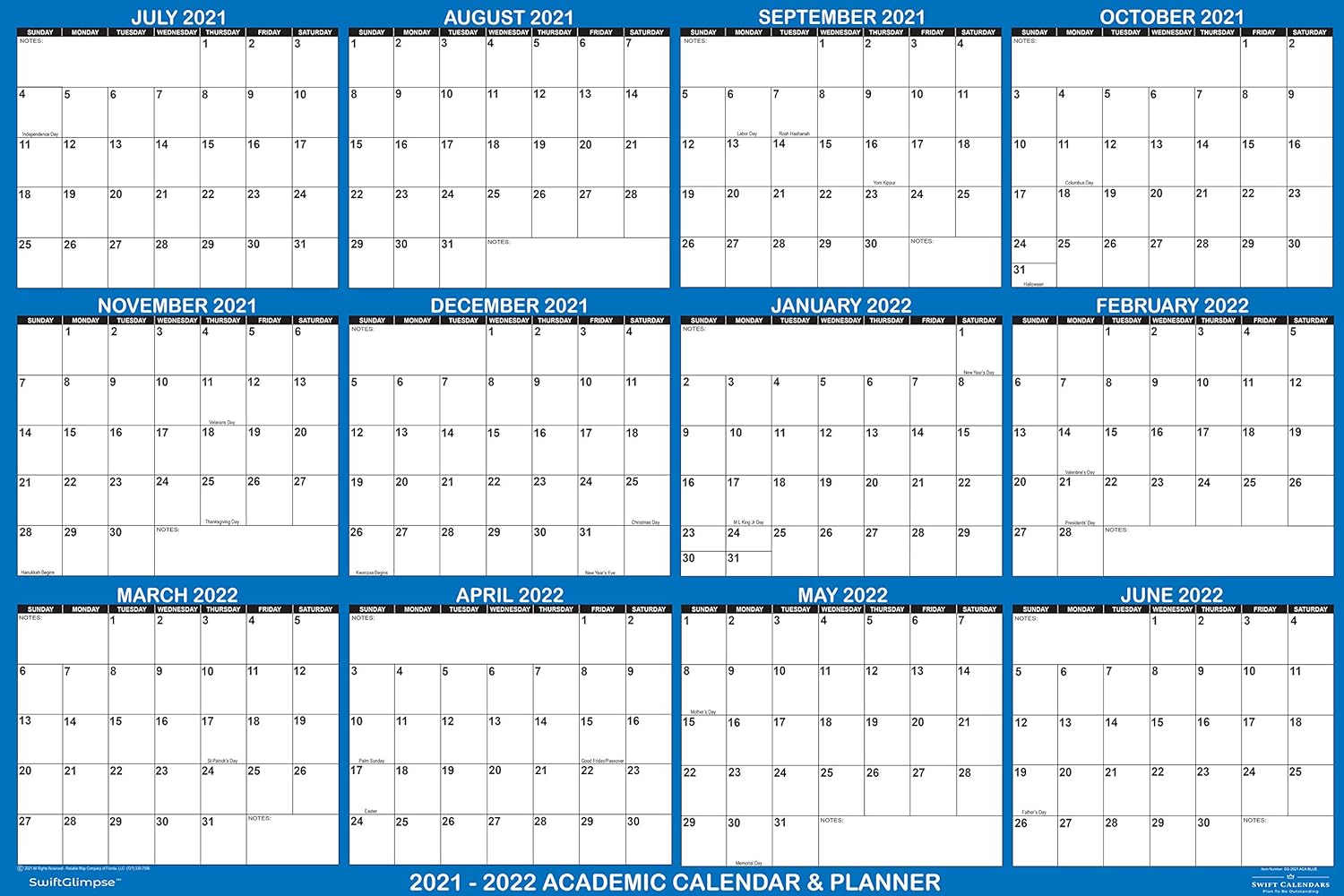 Amazon Com 32x48 Swiftglimpse 2021 2022 Academic Wall Calendar Dry Erase Erasable Large Wet Dry Erase Laminated July 2021 To June 2022 Only Office Products Academic Calendar 2022 Fit