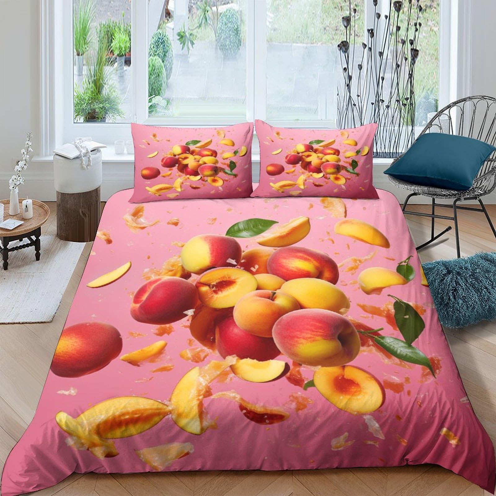 Housse de couette 200x200 imprimé fruits 3D parure de lit microfibre