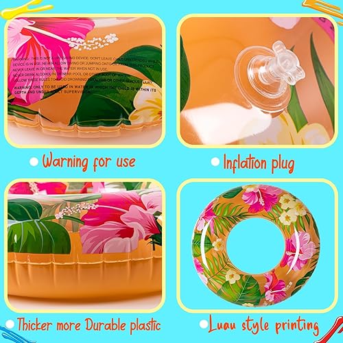 Miniatura 7 de 90shine 7 flotadores Luau para piscina anillos de natación hawaianos con bolas de playa de 13.5 pulgadas, tubos inflables flotadores juguetes para