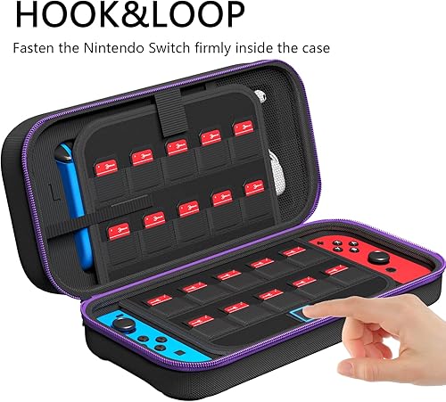Miniatura 5 de Carrying Case, Fit Joy-Con and AC Adapter, Portable Hard Shell Pouch Carrying Travel Bag for Accessories Holds 20 Gards, Purple