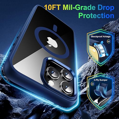 Miniatura 3 de Meifigno Serie Magic Mag diseñada para iPhone 15 Pro Max, protección de grado militar y compatible con MagSafe, parte trasera de policarbonato duro