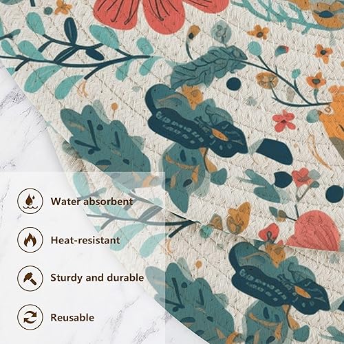 Miniatura 3 de Soporte para salvamanteles con ilustración floral sobre fondo blanco, 3 piezas, soporte para ollas de agua para platos calientes, soporte para olla,