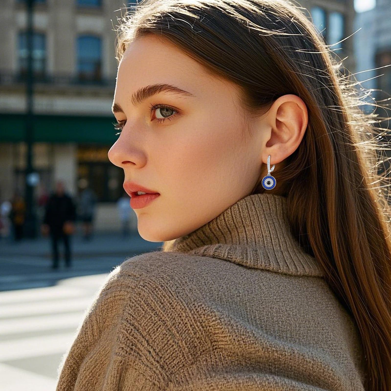 VONALA Pendientes de ojo turco para mujer, plata de ley 925, aretes colgantes de gota de mal de ojo, regalos para familiares y amigos