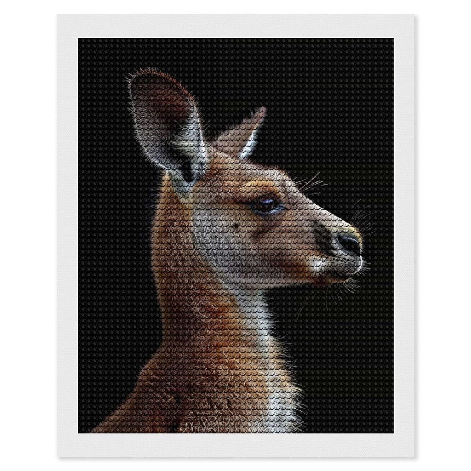 Junmoney Kangaroo Diamond Painting Set 16"x20", Sparkling Round Gems, Decorate Your Room, Fun Craft Experience, Modern Decor
