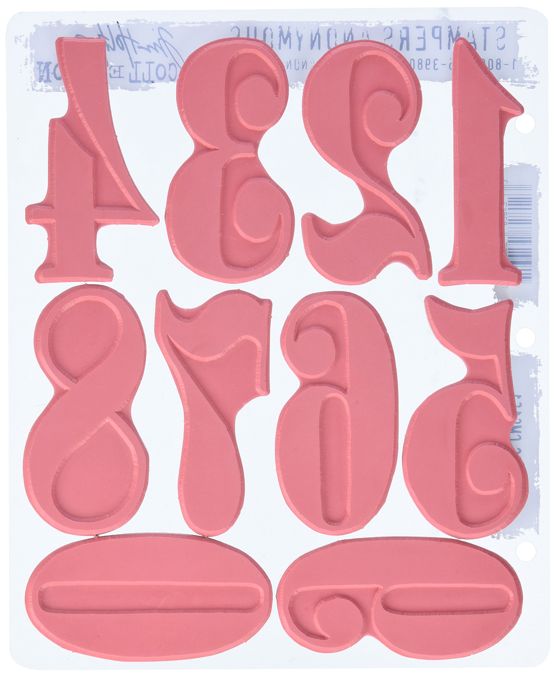 Tim Holtz Stampers Anonymous Set di timbri Supporto Acrilico, timbri di Gomma Originali Numerico Red