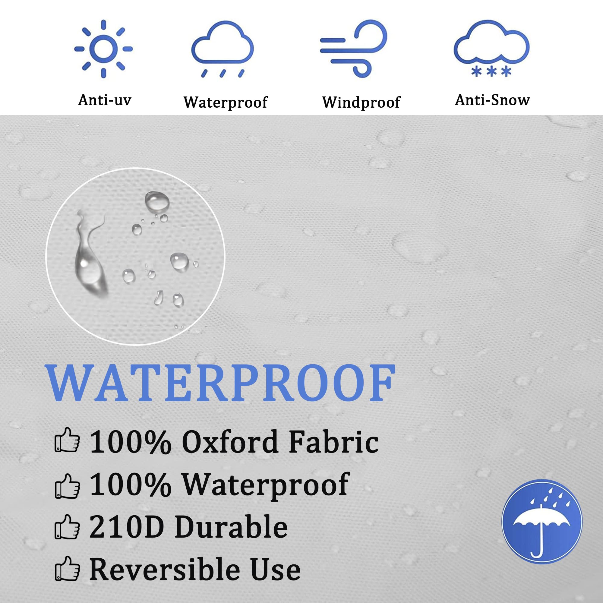 2 coperture per sedie da giardino impilabili, impermeabili, in tessuto Oxford 210D, con prese d'aria, resistenti, antivento, anti-UV, impilabili, per sedie da giardino all'aperto, 114 x 85 x 65 cm (2
