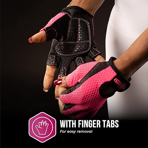 Miniatura 7 de Contraband Pink Label 5307 Guantes de entrenamiento de diseñador para mujer  Tela de malla de diamante de bajo sudor con palma de silicona Grip-Lock