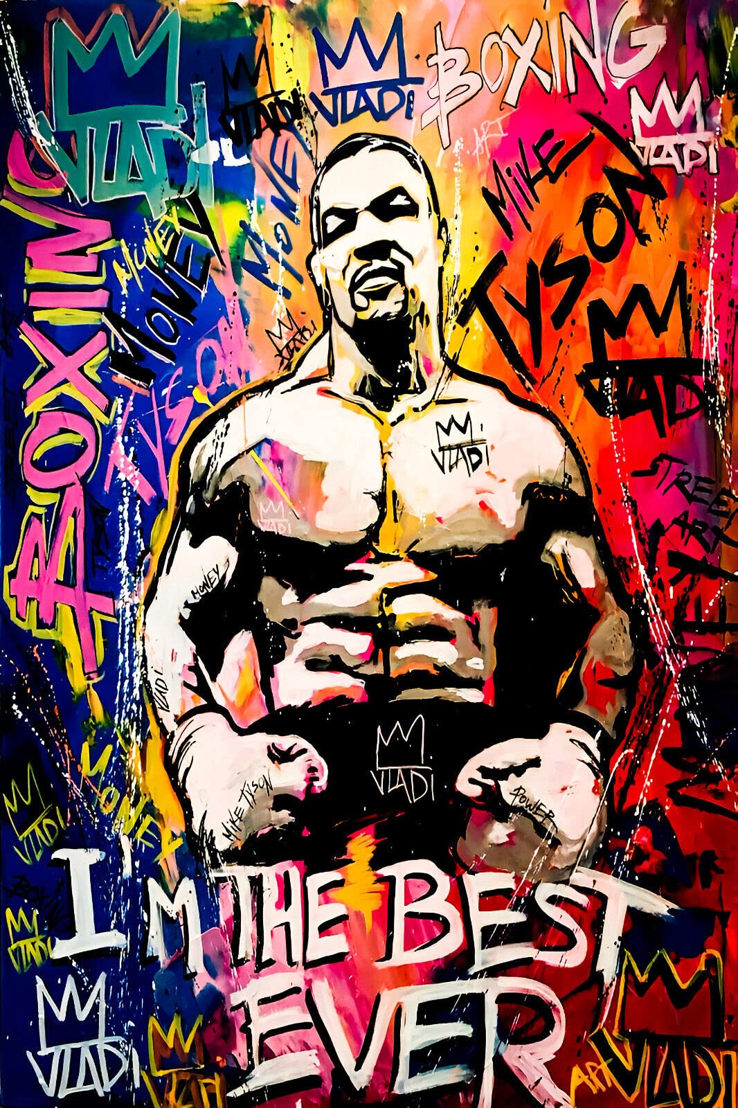 Mike Tyson Poster Auf Leinwand – 60x90 Cm, Moderner Wanddruck Für Schlafzimmer, Wohnzimmer Oder Büro
