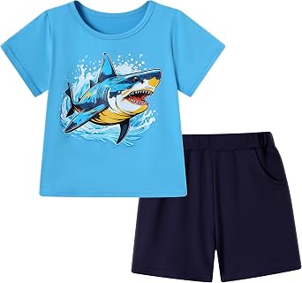 ZOEREA Toddler Boy Clothes Kids Summer Short Sleeve T-Shirt and Shorts Outfit 2 Piece Sweatsuit Clothing Set 2-7T