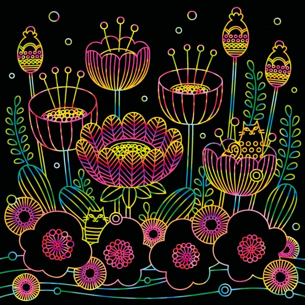 Healing scratch art for adults Healing forest animals (Japan import) 6sheets, scratch pen set