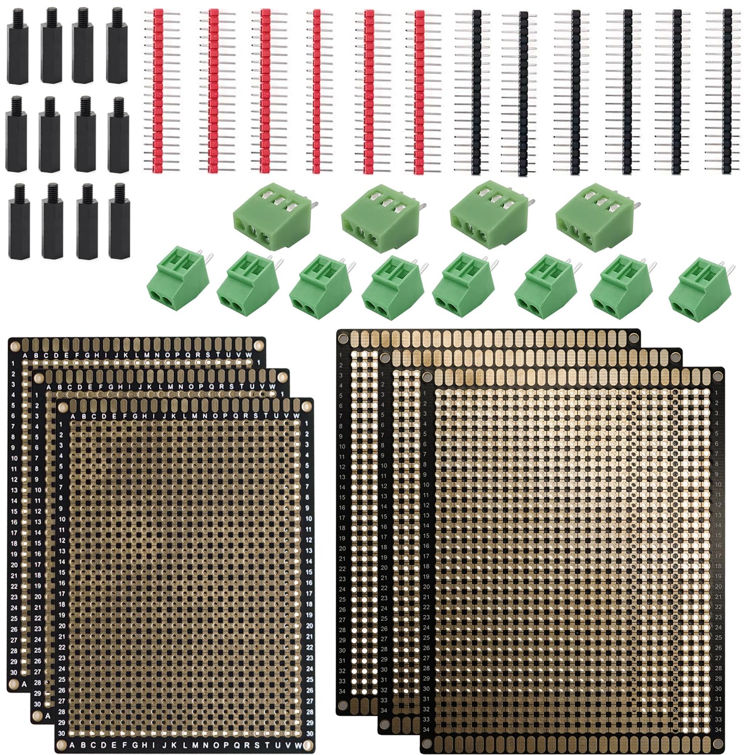 TreedixPrototype Board Solderable Breadboard with Screw Terminals, High-quality Printed Circuit Boards with Grid and Double Gold-plated for DIY Solder Bridges, Electronic Project (3+3)