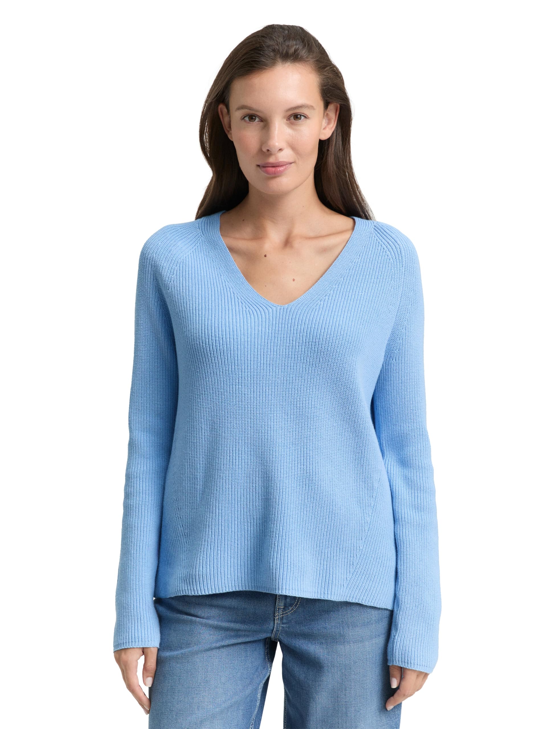TOM TAILOR Damen 1049719 Strickpullover mit V-Ausschnitt