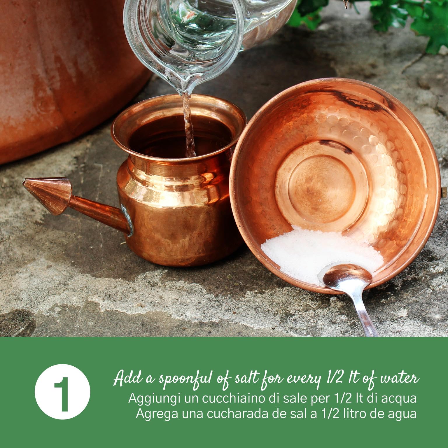 LYNPHA Vitale – Neti Pot Antibacteriano de Cobre – irrigador para el Lavado Nasal – Rhino Horn Adulto y Junior – Formato Medio 200 ml – Neti Lota