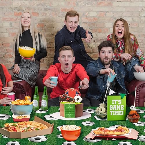 Miniatura 4 de Paquete de 4 manteles para fiesta de fútbol, manteles rectangulares de plástico para mesa de fiesta temática deportiva, decoraciones de cumpleaños