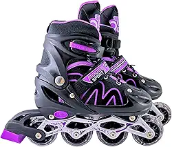 Patins Roller Inline 4 Rodas Skates Ajustavél com Rodas Iluminadas Jovens e Adultos, Para iniciantes, Adequado para uso Interno e Externo