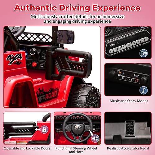 Miniatura 3 de GarveeLife Juguete de paseo para niños de 12 V para niños de 37 a 96 meses, camión eléctrico con velocidad máxima de 5 MPH, control remoto, volante,