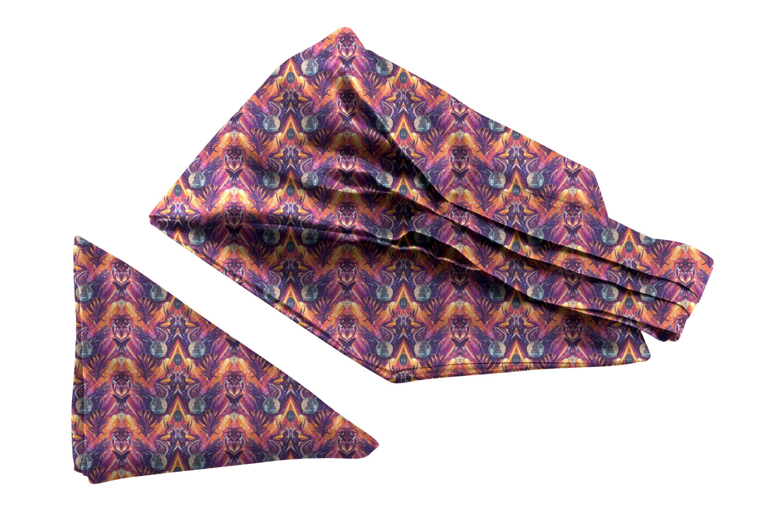 blacksmith Cosmic Disco Printed Ascot and Macthing Pocket Square for Men-picture-51