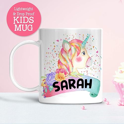 Miniatura 4 de Personalized Watercolor Unicorn Kids Mug with Name, Lightweight Polymer