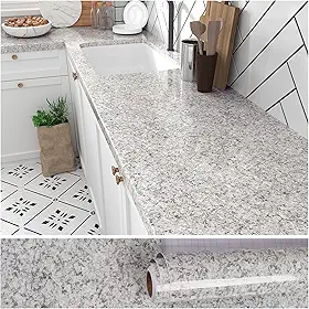 VEELIKE Papel de contato de granito de 39 cm x 38 cm para bancadas, impermeável, autoadesivo, papel de parede de granito cinza, bancadas para cozinha, banheiro, balcão, película decorativa removível de vinil