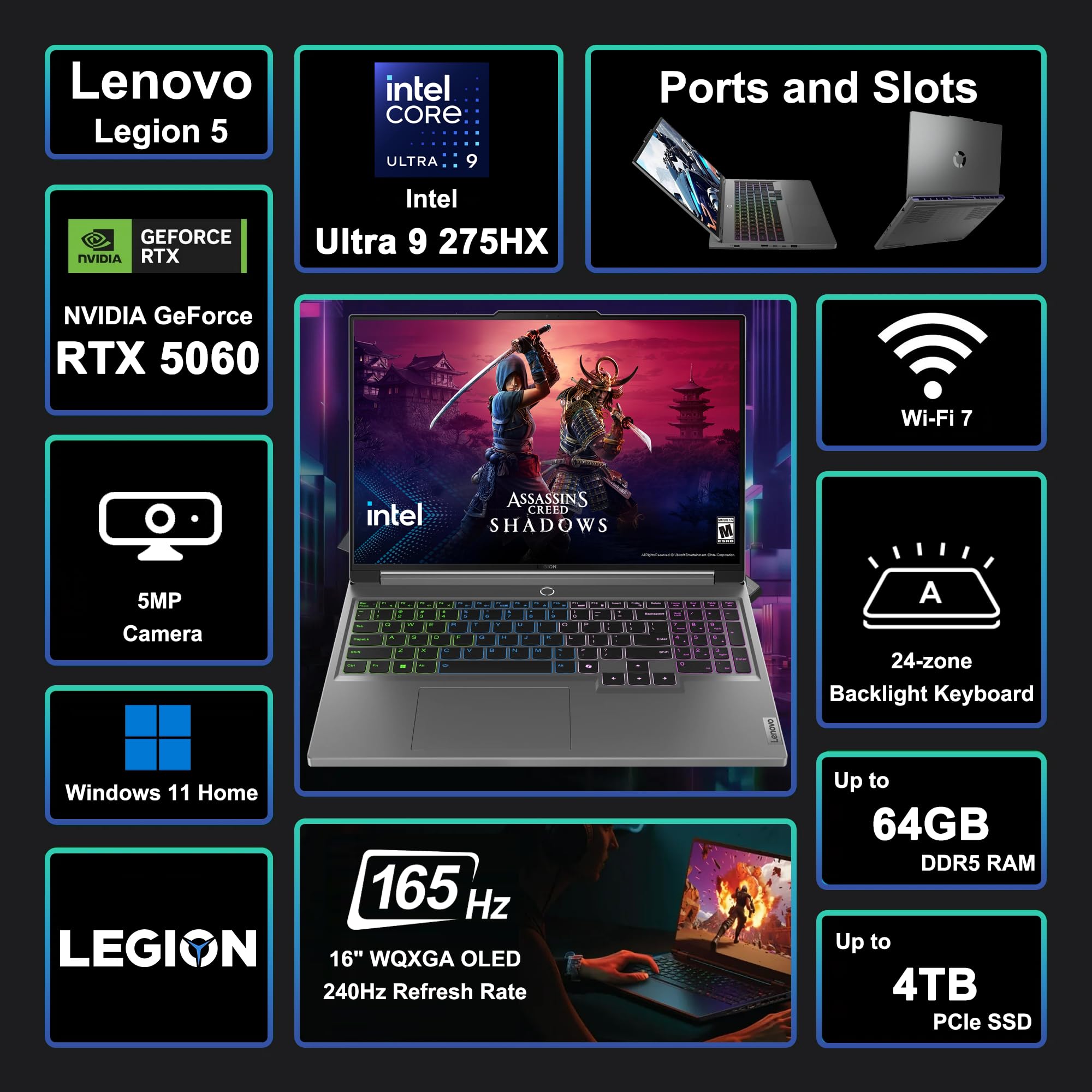 Amazon.com: Lenovo Legion 5 Gaming AI Laptop 16