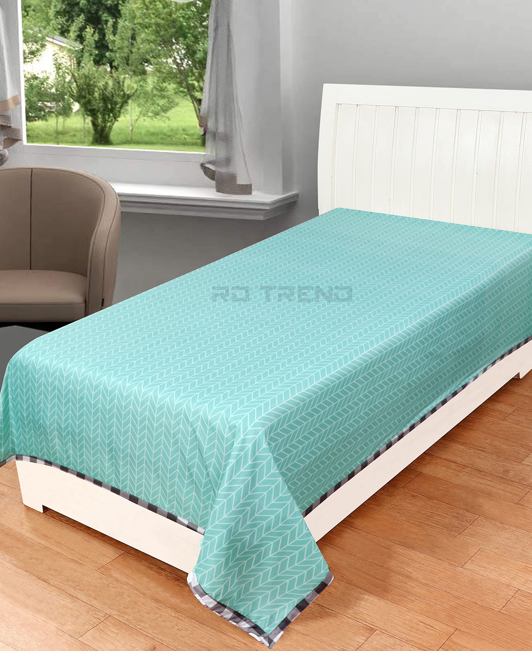 RD TRENDGlace Cotton Single Bedsheet (90 x 60) Without Pillow Cover- Solid Green