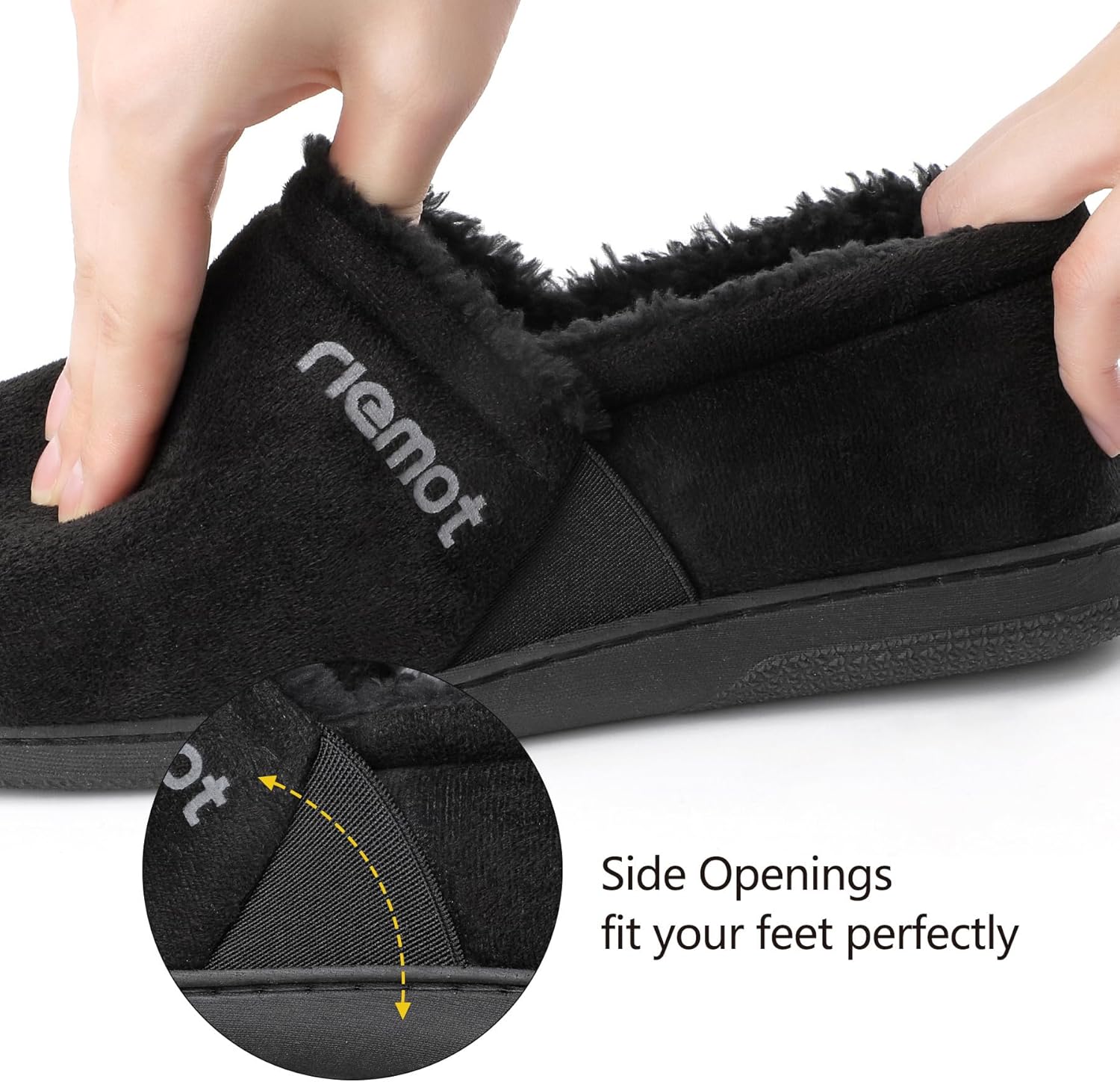 riemot Mens Moccasin Slippers Winter Soft Memory Foam House Shoes Warm Slip on Microsuede Slippers Indoor Outdoor with Fluffy Lining US6-14 - Image 3