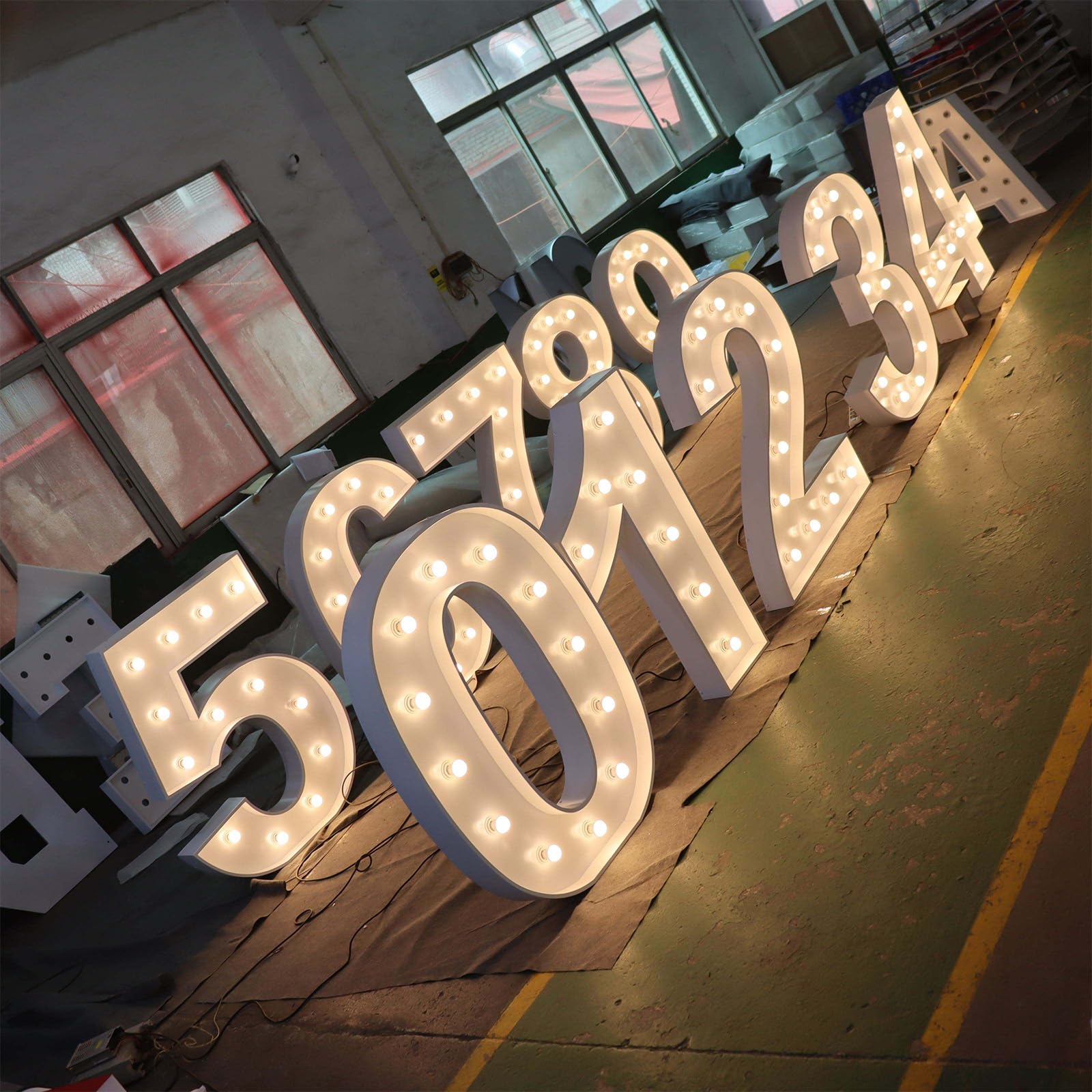 Marquee LED lampki numeryczne, 120 cm, duże, do samodzielnego montażu, podświetlane znaki cyfrowe, dekoracja tła na urodziny, wesele