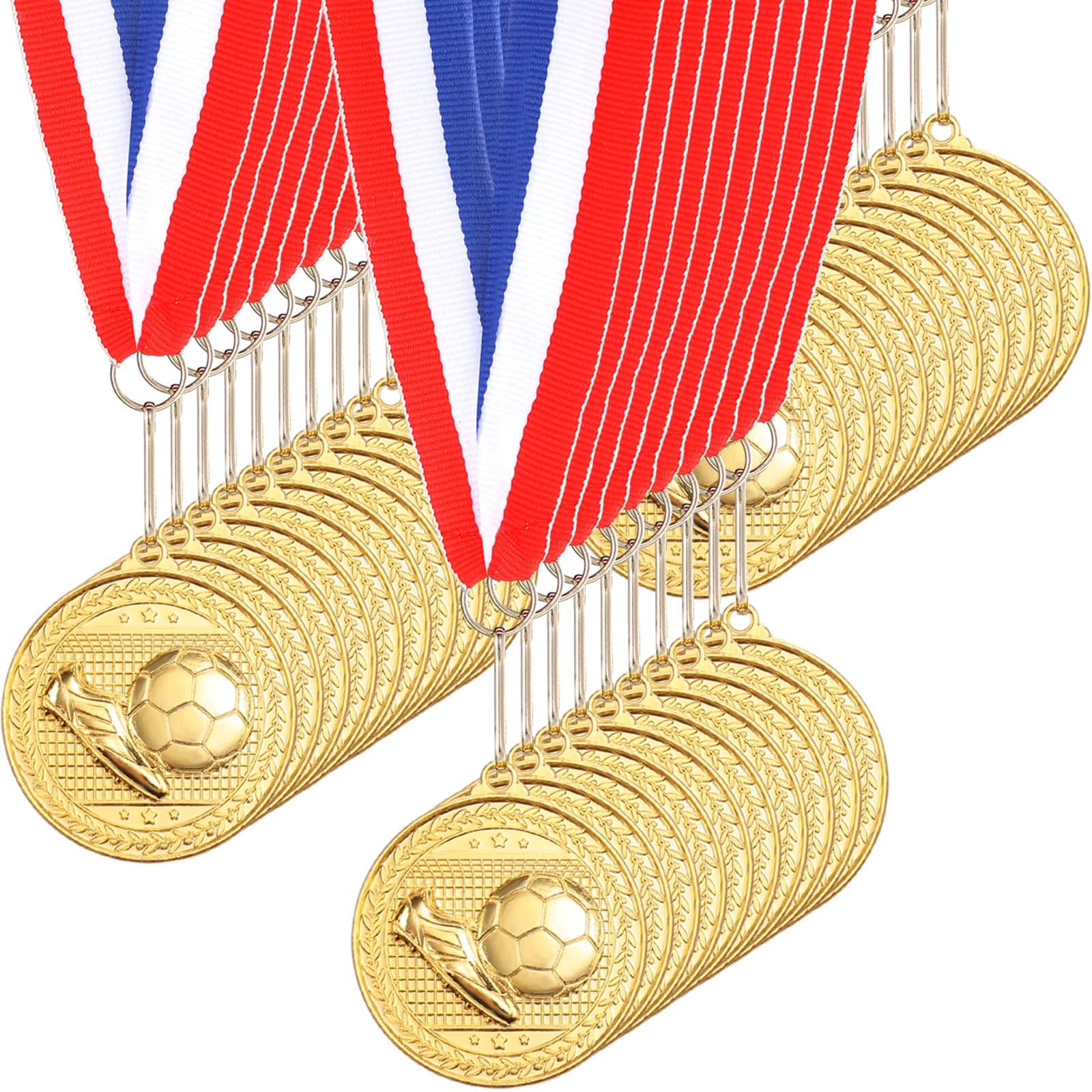 Yinkin 30 medallas de premios de fútbol con cintas para el cuello, medallas de fútbol a granel para niños y adultos, juegos de fútbol deportivos, medallas de premios de oro, trofeo de fútbol, premio