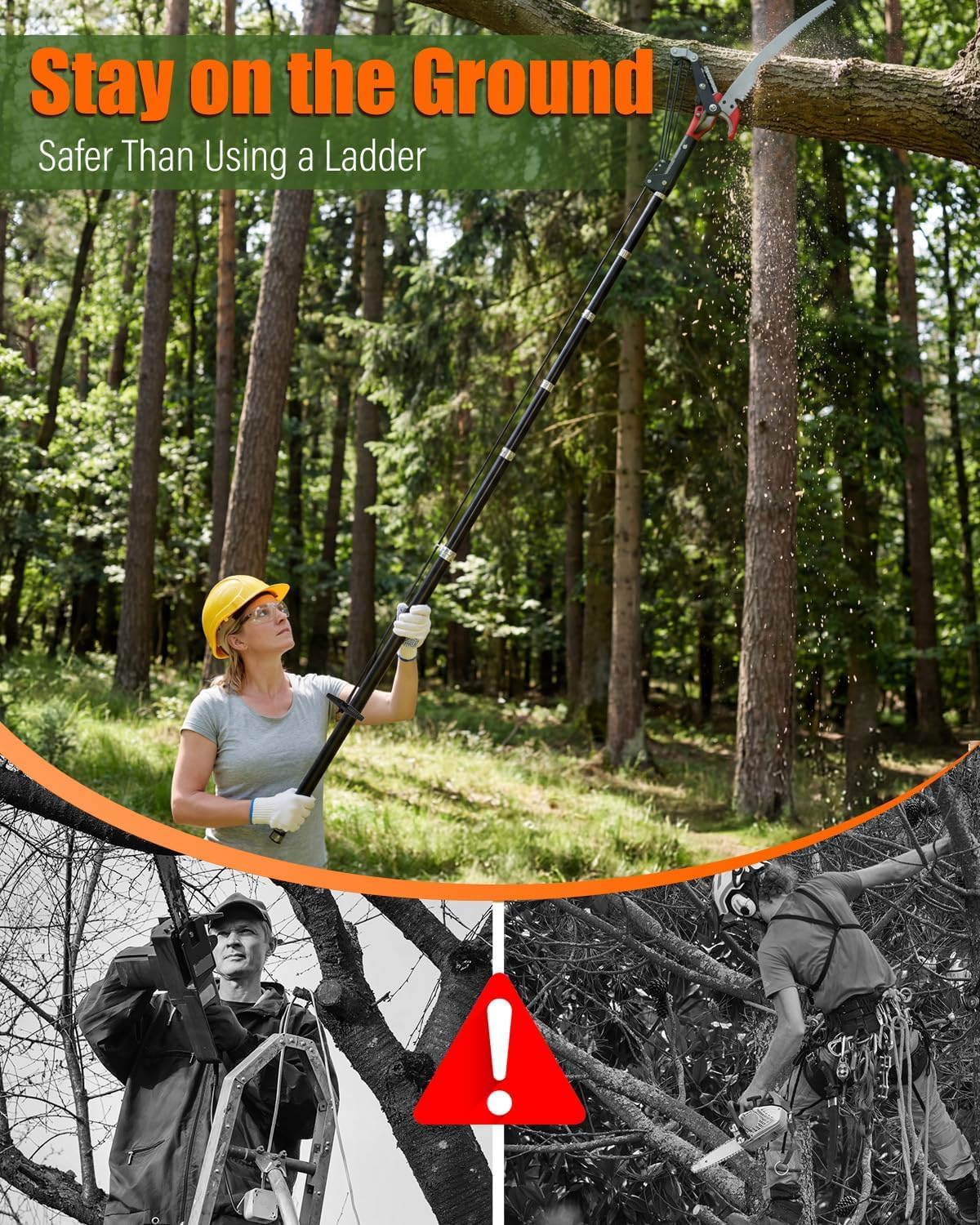 Pole Saws for Tree Trimming, 20FT Telescoping Pole Tree Saw Lightweight, Manual Tree Pruner Extendable & Tree Trimmer Long Handle Pruner with Fiberglass Pole, Pruning Saw for Cutting High Branches