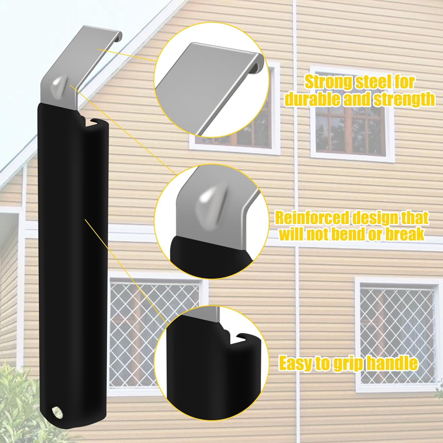 2pc 7in Vinyl Siding Removal Tool with Steel Blade and Long Handle,Vinyl Installation and Removal Tool,Without Causing Any Damage to The Siding(2)