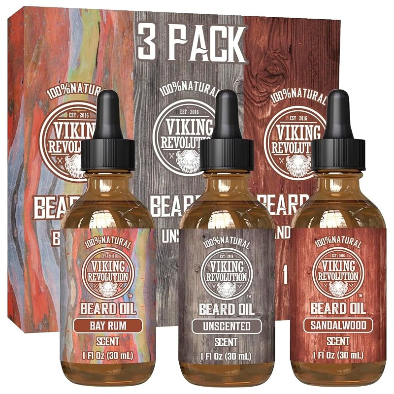 Kit com 3 Óleos para Barba Viking Revolution, 2 frascos de 30 mL