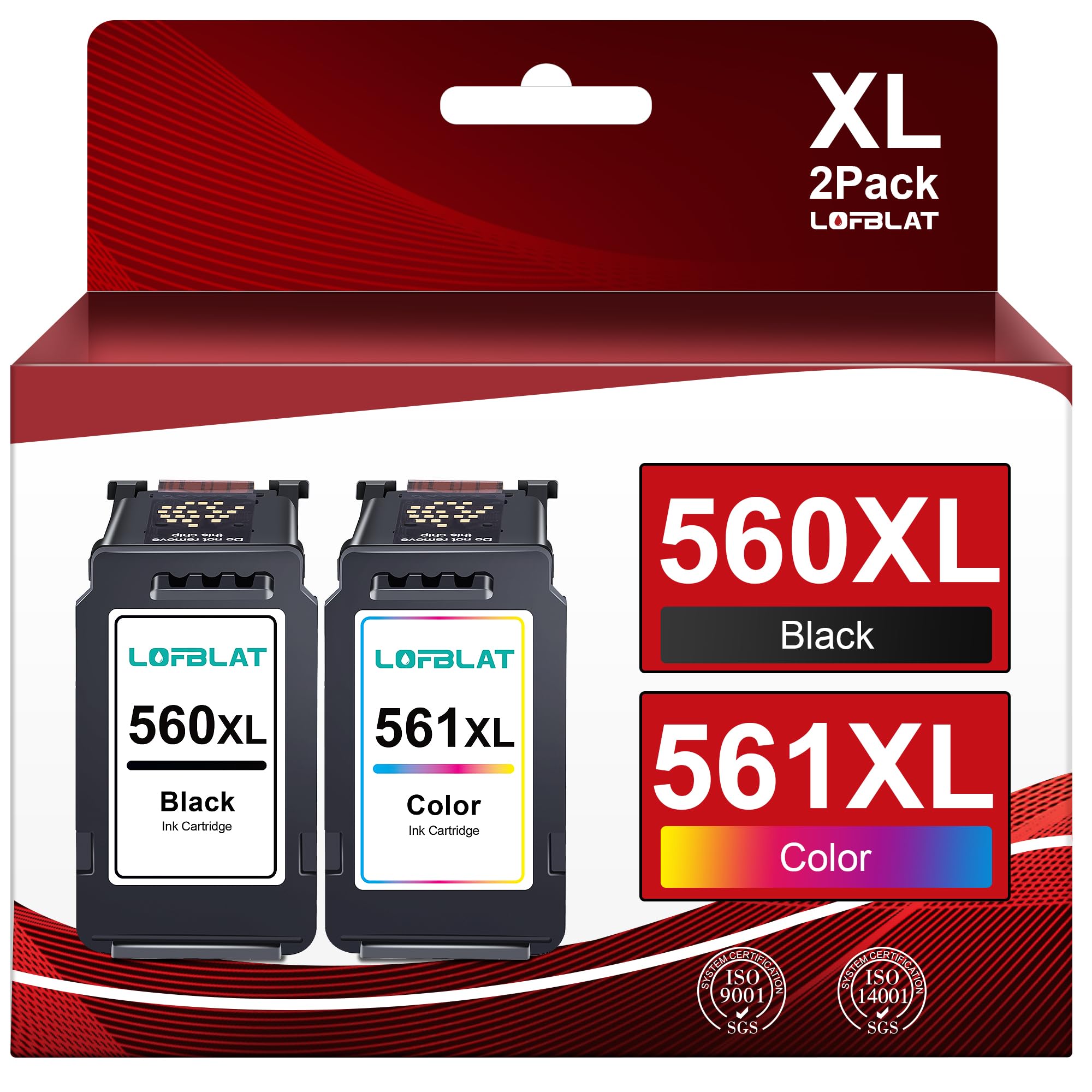 LOFBLAT PG-560XL CL-561XL 560XL 561XL Druckerpatronen Ersatz für Canon Druckerpatronen 560 561 für Canon TS5350i Patronen Pixma TS5350i TS5350a TS5351i TS7450i TS7450a Drucker (1 Schwarz 1 Farbe)