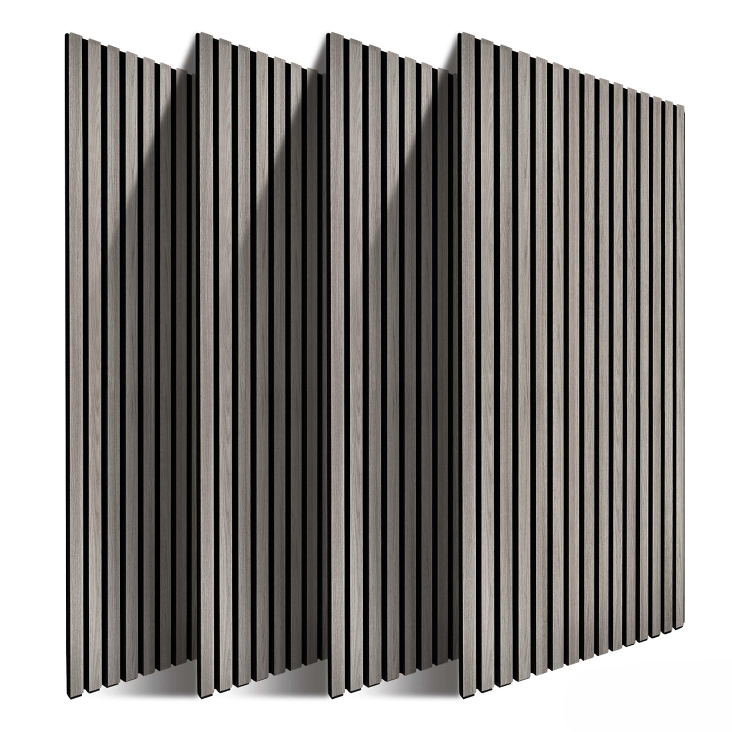 Relaxdays Akustikpaneele, 4er Set, 120 x 60 cm, Schalldämmung & Wandverkleidung, Eiche Furnier, Wandpaneele, dunkelgrau