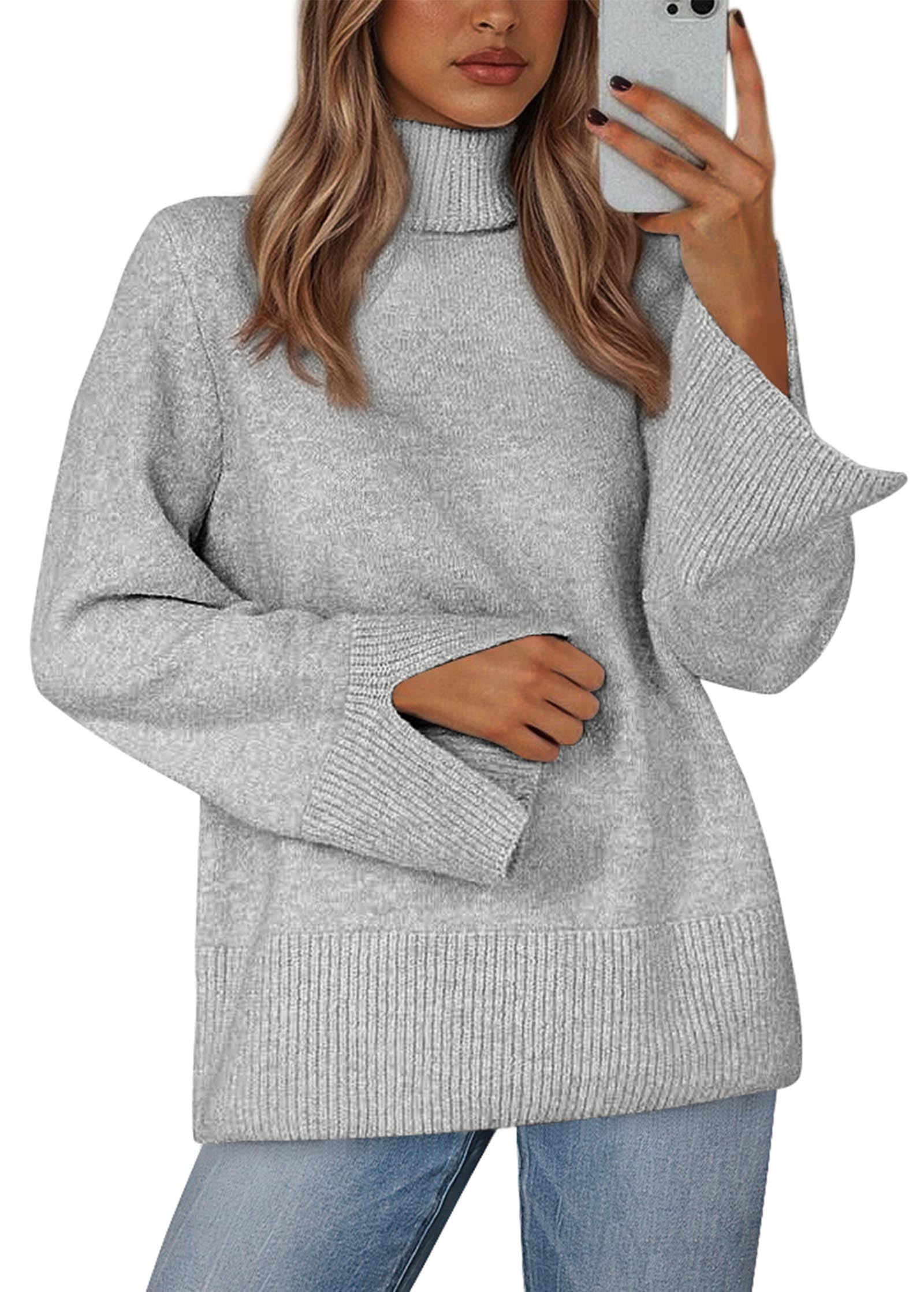 KIRUNDO Fall Sweaters for Women 2025 Turtleneck Ribbed Long Sleeve Casual Loose Knit Pullover Tops Fashion Winter Clothes