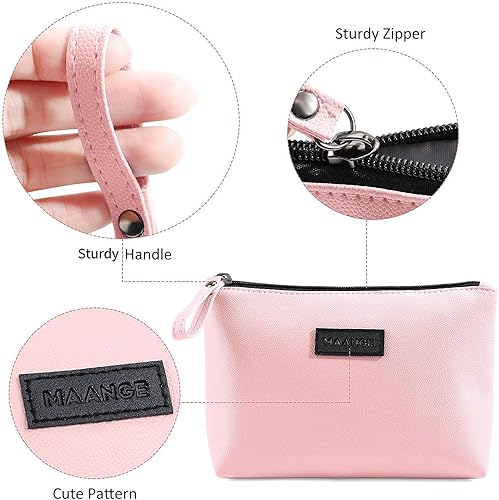 Miniatura 3 de Bolsas de cosméticos para mujer, pequeña bolsa de maquillaje para monedero, bolsa de maquillaje de piel sintética, bolsa de maquillaje de viaje con