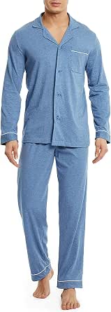 DAVID ARCHY Men's Pajama Set, 100% Combed Cotton Long Sleeve Sleepwear