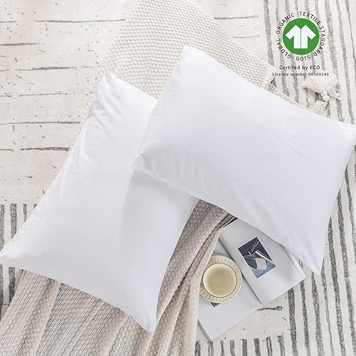 Miniatura 7 de NEXHOME PRO Juego de 2 fundas de almohada 100% algodón orgánico, tamaño Queen, cierre de sobre, textura natural, duraderas y de primera calidad para