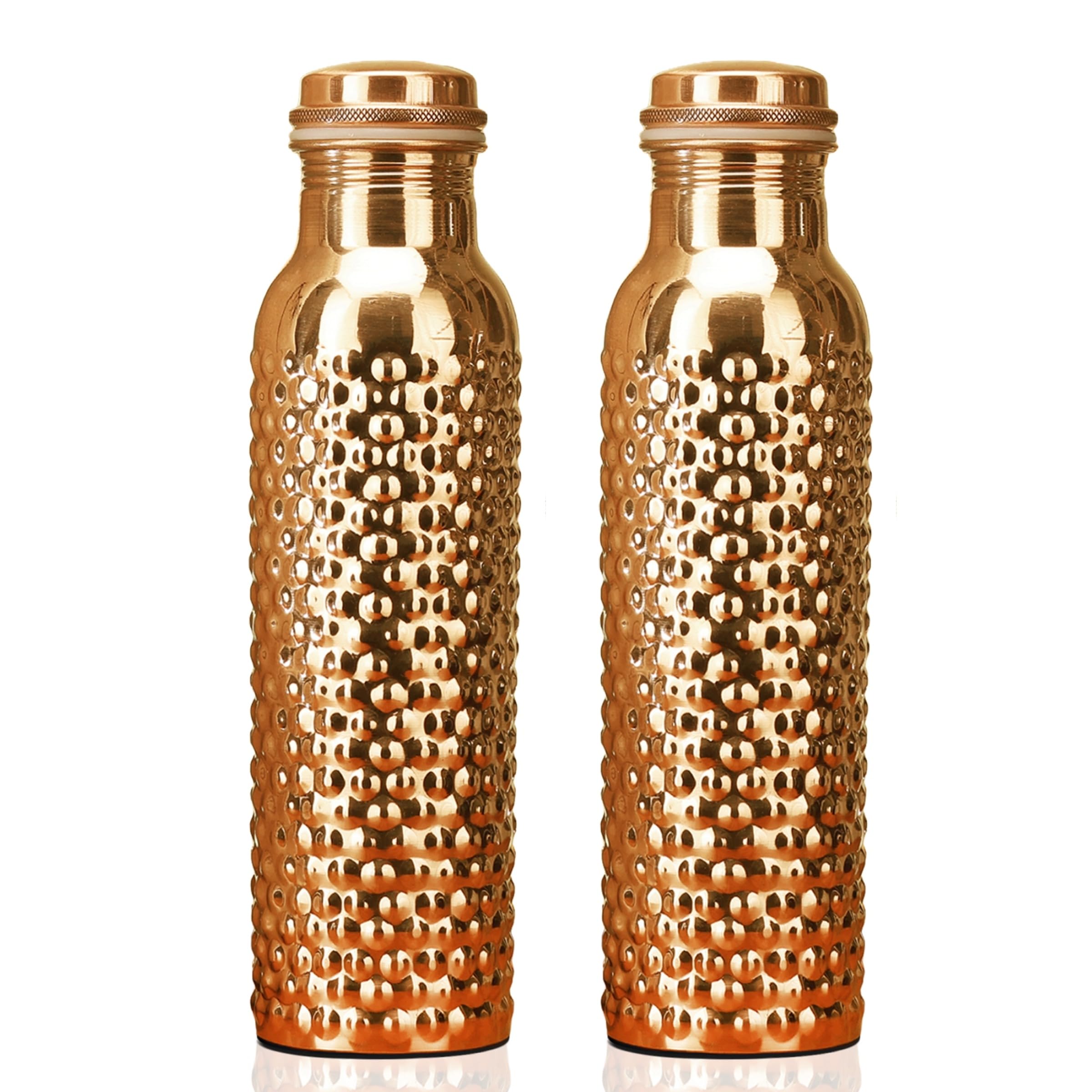 32-oz-Flasche aus reinem Kupfer mit Tragetasche, 1-Liter-Kupferwasserflasche für Büro, Yoga, Sport – (Naturbelassen) – 2 Stück