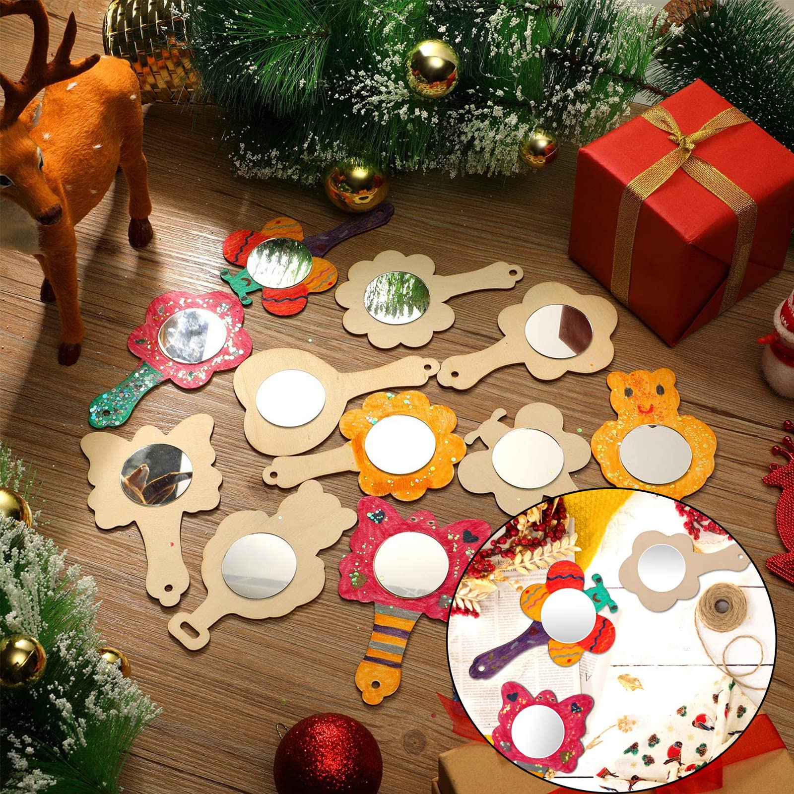 30-Piece DIY Wooden Mirror Craft Kit - Princess Theme With Paint & Stickers