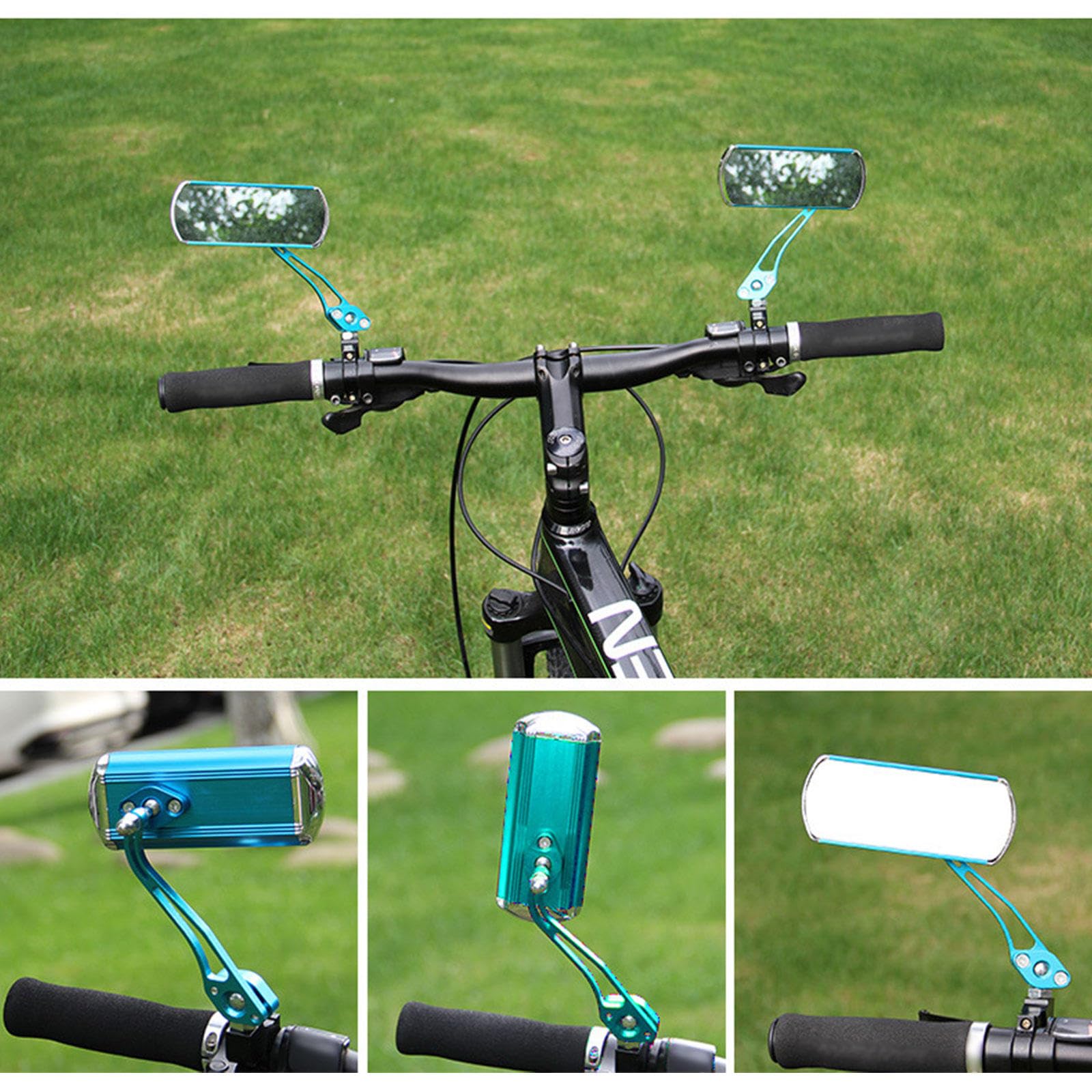 Fahrradspiegel Ein Paar 360°-Drehung und Einstellbare Weitwinkel-HD-Flachrückansicht Aluminium-Rückspiegel, Lenker-Fahrradspiegel,Blue